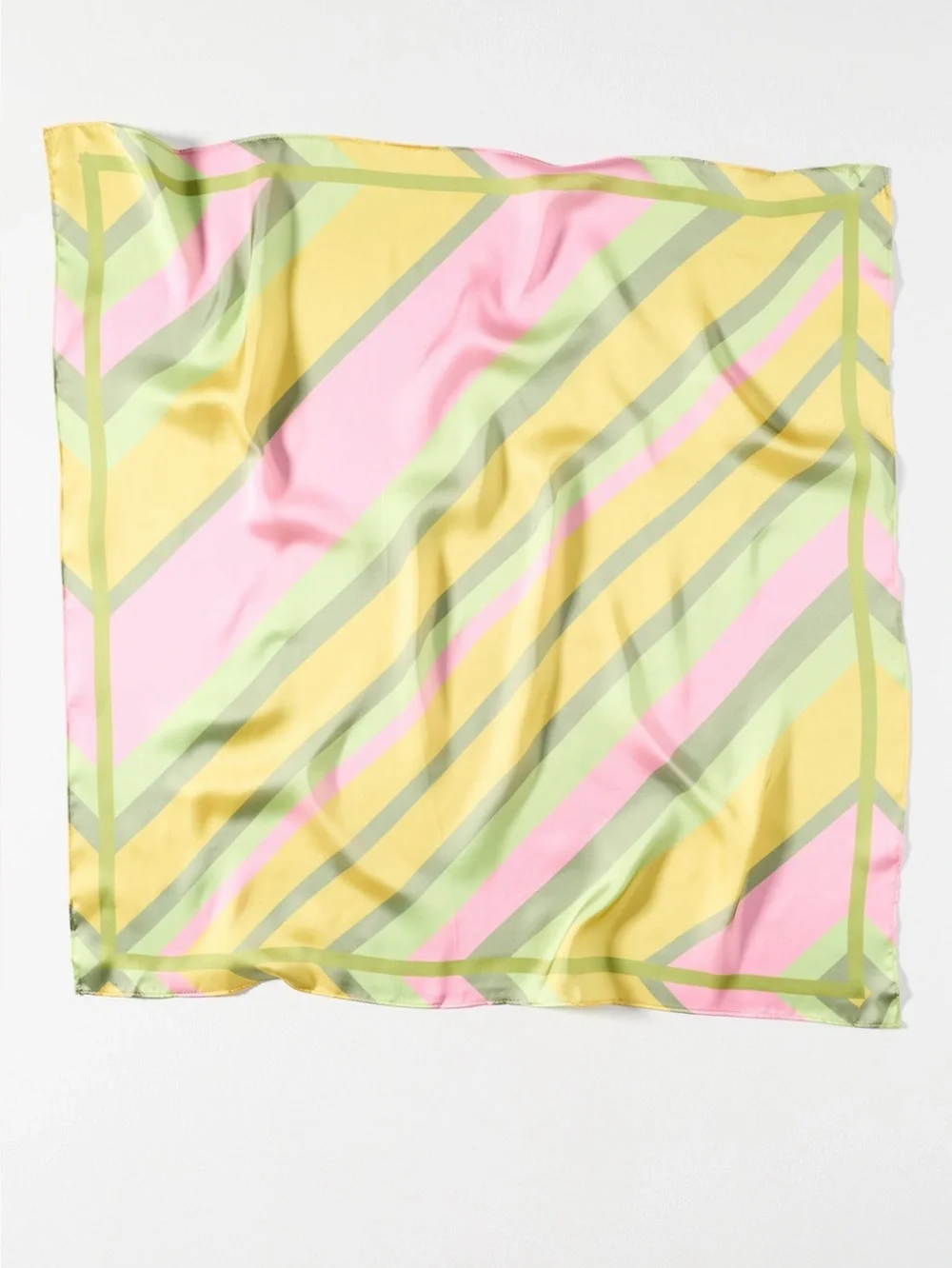 Anthropologie Silky Scarves Bag Head Hair Scarf New Set of 2 Green Pink Floral
